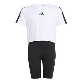 Conjunto adidas Train Essentials 3 Stripes blanco negro niña